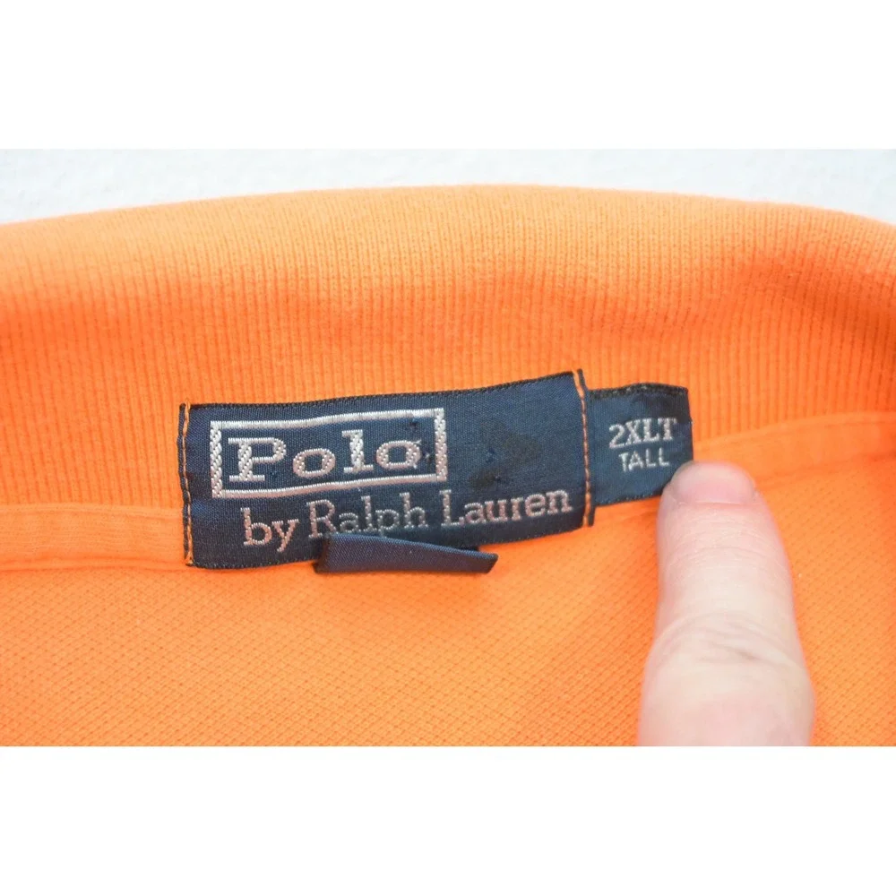 Polo Ralph Lauren Polo Shirt Mens 2XLT Orange Green Pony Logo Excellent
